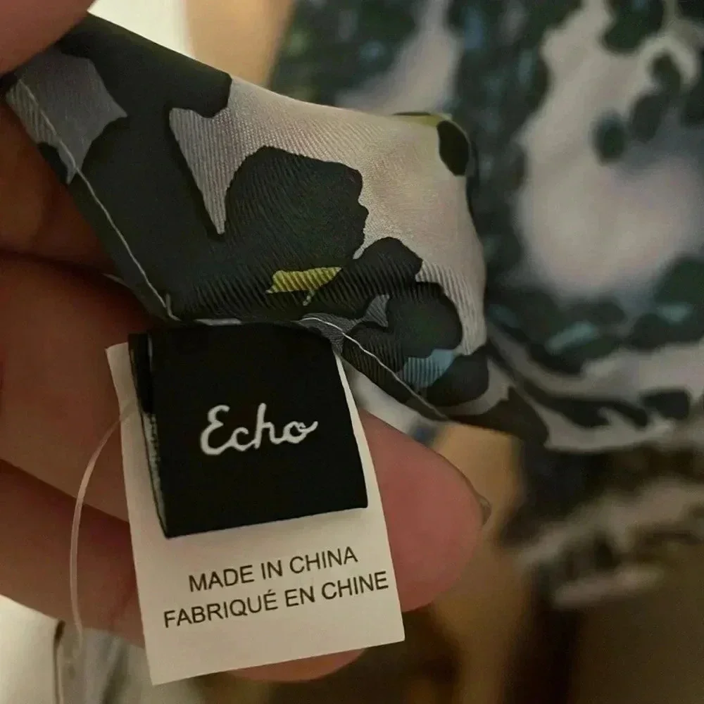 Echo women’s paisley silk scarf (os storm blue multi )